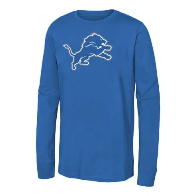 Outerstuff Kids'  Youth Blue Detroit Lions Primary Logo Long Sleeve T-shirt