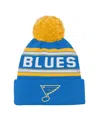 OUTERSTUFF YOUTH BOYS AND GIRLS BLUE ST. LOUIS BLUES THIRD JERSEY JACQUARD CUFFED KNIT HAT WITH POM