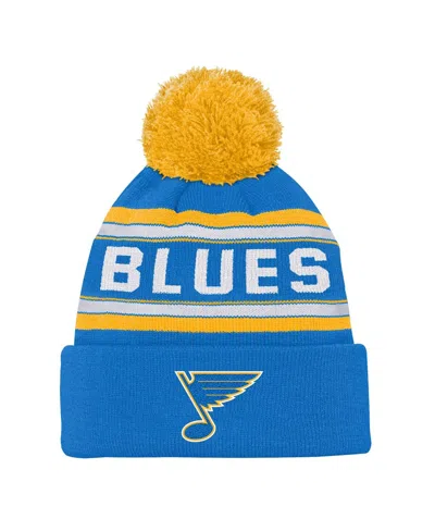 Outerstuff Kids' Youth Boys And Girls Blue St. Louis Blues Third Jersey Jacquard Cuffed Knit Hat With Pom