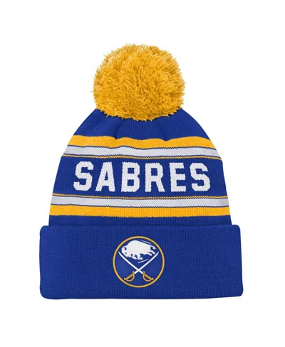 Outerstuff Kids' Youth Boys And Girls Buffalo Sabres Royal Jacquard Cuffed Knit Hat With Pom