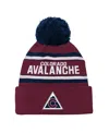 OUTERSTUFF YOUTH BOYS AND GIRLS BURGUNDY COLORADO AVALANCHE THIRD JERSEY JACQUARD CUFFED KNIT HAT WITH POM
