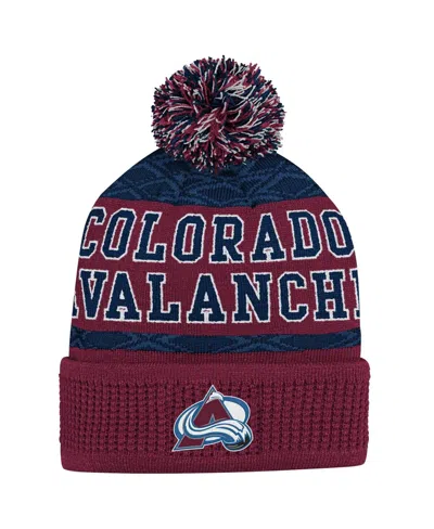 Outerstuff Kids' Youth Boys And Girls Colorado Avalanche Burgundy Puck Cuffed Knit Hat With Pom