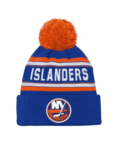 Outerstuff Kids' Youth Boys And Girls New York Islanders Royal Jacquard Cuffed Knit Hat With Pom