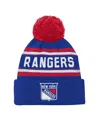 Outerstuff Youth Boys And Girls New York Rangers Blue Jacquard Cuffed Knit Hat With Pom In Blue