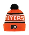 Outerstuff Youth Boys And Girls Philadelphia Flyers Orange Jacquard Cuffed Knit Hat With Pom In Orange