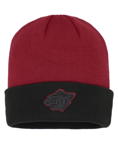 Outerstuff Youth Boys And Girls Red, Black Minnesota Wild Logo Outline Cuffed Knit Hat In Red,black