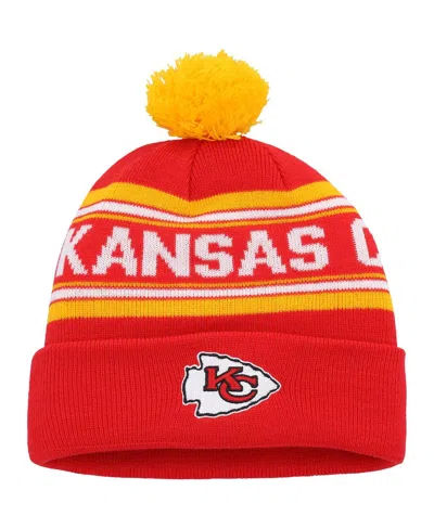 Outerstuff Kids' Youth Boys And Girls Red Kansas City Chiefs Jacquard Cuffed Knit Hat With Pom