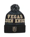 Outerstuff Youth Boys And Girls Vegas Golden Knights Black Puck Cuffed Knit Hat With Pom In Black