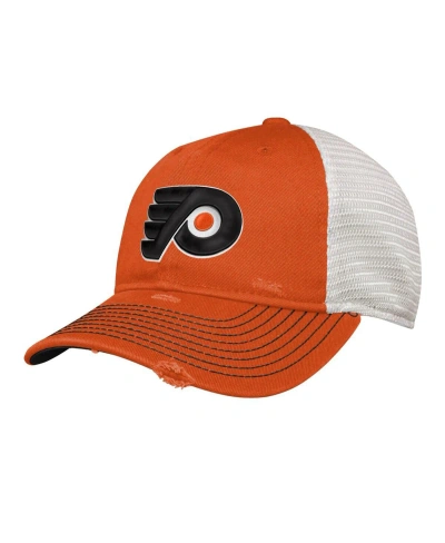 Outerstuff Kids' Youth Boys Orange Distressed Philadelphia Flyers Slouch Trucker Adjustable Hat