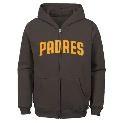 Outerstuff Youth Brown San Diego Padres Wordmark Full-zip Fleece Hoodie