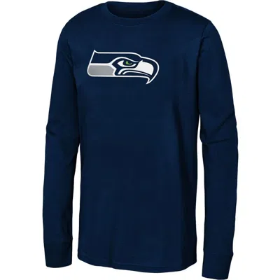 Outerstuff Kids'  Youth College Navy Seattle Seahawks Primary Logo Long Sleeve T-shirt In Blue