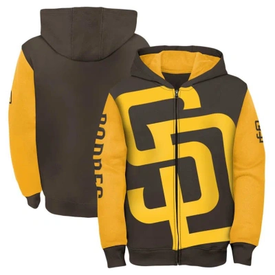 Outerstuff Kids' Youth Fanatics Branded Brown/gold San Diego Padres Postcard Full-zip Hoodie Jacket In Brown,gold