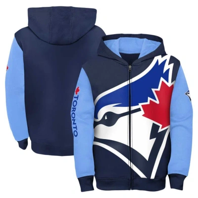 Outerstuff Kids' Youth Fanatics Branded Navy/light Blue Toronto Blue Jays Postcard Full-zip Hoodie Jacket In Navy,light Blue