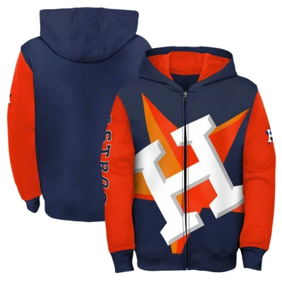 Outerstuff Kids' Youth Fanatics Branded Navy/orange Houston Astros Postcard Full-zip Hoodie Jacket In Navy,orange