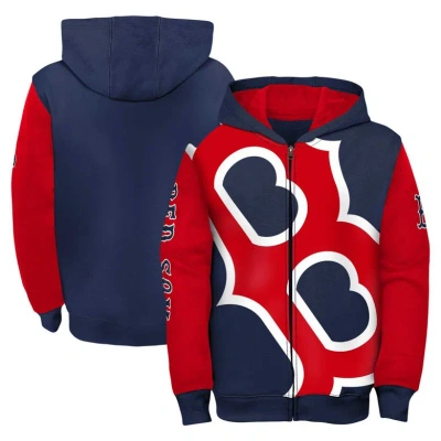 Outerstuff Kids' Youth Fanatics Branded Navy/red Boston Red Sox Postcard Full-zip Hoodie Jacket