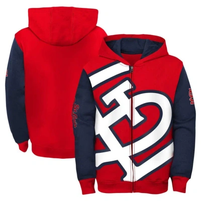 Outerstuff Kids' Youth Fanatics Branded Red/navy St. Louis Cardinals Postcard Full-zip Hoodie Jacket