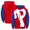 OUTERSTUFF YOUTH FANATICS BRANDED RED/ROYAL PHILADELPHIA PHILLIES POSTCARD FULL-ZIP HOODIE JACKET