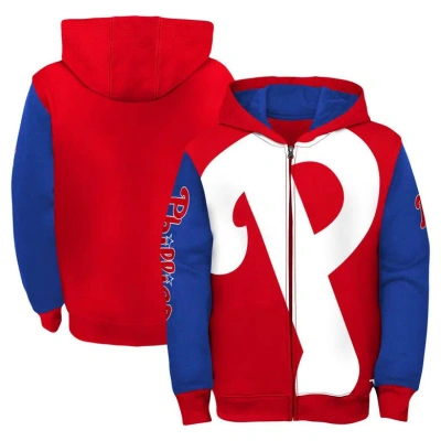 Outerstuff Kids' Youth Fanatics Branded Red/royal Philadelphia Phillies Postcard Full-zip Hoodie Jacket In Red,royal