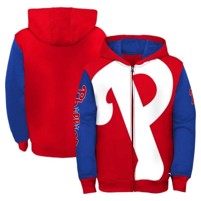 Outerstuff Kids'  Youth Fanatics Branded Red/royal Philadelphia Phillies Postcard Full-zip Hoodie Jacket In Red,royal