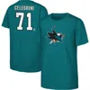 Outerstuff Youth Macklin Celebrini Teal San Jose Sharks  Player Name & Number T-shirt In Teal