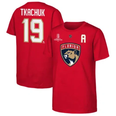 Outerstuff Kids'  Youth Matthew Tkachuk Red Florida Panthers 2025 Stanley Cup Final Name & Number T-shirt