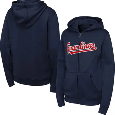 Outerstuff Kids'  Youth  Navy Cleveland Guardians Wordmark Fleece Full-zip Hoodie In Blue
