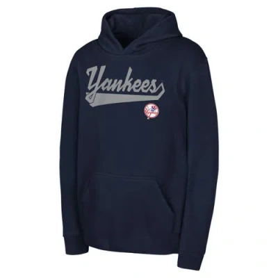 Outerstuff Kids'  Youth Navy New York Yankees Tailor Made Fleece Pullover Hoodie In Blue