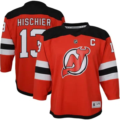 Outerstuff Kids'  Youth Nico Hischier Red New Jersey Devils Captain Patch Home Replica Player Jersey