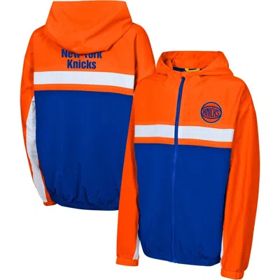 Outerstuff Kids'  Youth Orange New York Knicks Headliner Windbreaker Full-zip Hoodie Jacket