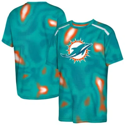 Outerstuff Kids' Youth  Aqua Miami Dolphins End Zone Dri-tek T-shirt In Blue