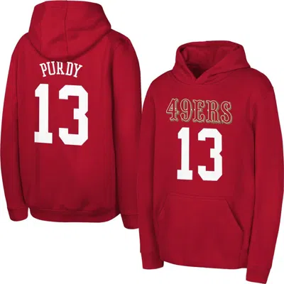 Outerstuff Kids' Youth  Brock Purdy Scarlet San Francisco 49ers Mainliner Player Name & Number Hoodie In Red