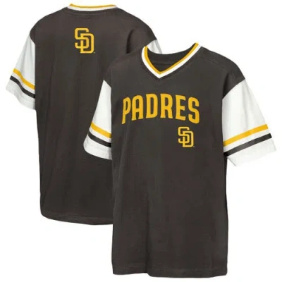 Outerstuff Kids' Youth  Brown San Diego Padres Big League Base Runner Ringer T-shirt In Black