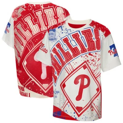 Outerstuff Kids' Youth  Cream Philadelphia Phillies Big League Top Player Bold All-over-print T-shirt In Neutral
