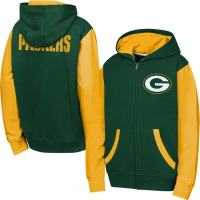 Outerstuff Kids' Youth  Green Green Bay Packers Stadium Colorblock Full-zip Hoodie