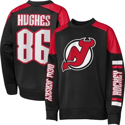Outerstuff Kids' Youth  Jack Hughes Black New Jersey Devils Best Defense Name & Number Crewneck Sweatshirt