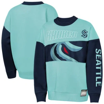 Outerstuff Kids' Youth  Light Blue/deep Sea Blue Seattle Kraken Impact Player Sweatshirt In Green
