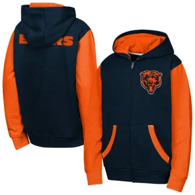 Outerstuff Kids' Youth  Navy Chicago Bears Stadium Colorblock Full-zip Hoodie In Black