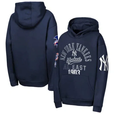 Outerstuff Kids' Youth  Navy New York Yankees Premium Sweep Fleece Hoodie In Brown