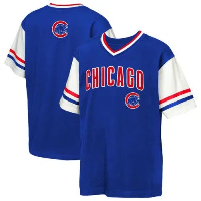 Outerstuff Kids' Youth  Royal Chicago Cubs Big League Base Runner Ringer T-shirt In Blue