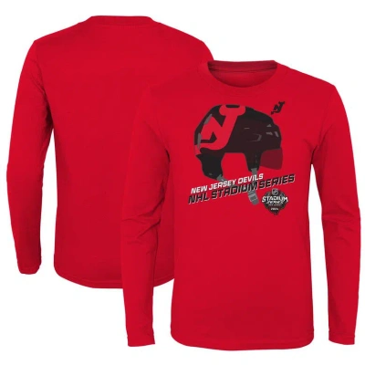 Outerstuff Kids' Youth Red New Jersey Devils 2024 Nhl Stadium Series Helmet Logo Long Sleeve T-shirt