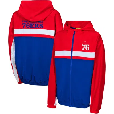 Outerstuff Kids'  Youth Red Philadelphia 76ers Headliner Windbreaker Full-zip Hoodie Jacket