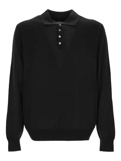 Outfit Buttoned Collared Polo Shirt In Black