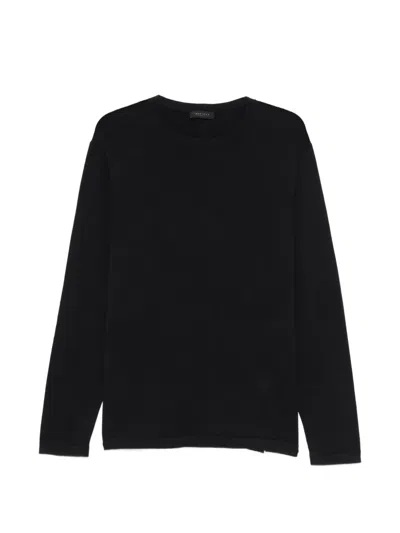 Outfit Contrast-stitch Crew-neck Sweater In Black