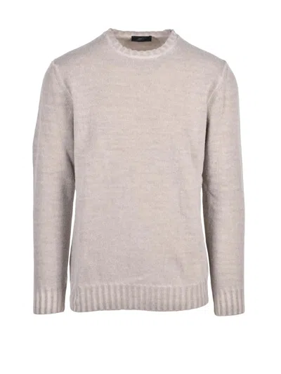 Outfit Fine-knit Crewneck Pullover With Ribbed Detailing In Gray