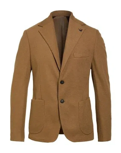 Outfit Out/fit Man Blazer Camel Size 36 Polyester, Viscose, Elastane In Neutral