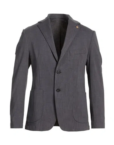Outfit Out/fit Man Blazer Charcoal Size 40 Cotton, Polyamide, Elastane In Blue