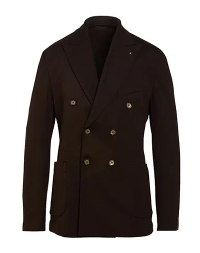 Outfit Out/fit Man Blazer Dark Brown Size 36 Viscose, Polyamide, Elastane