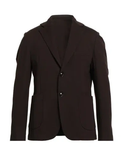 Outfit Out/fit Man Blazer Dark Brown Size 40 Viscose, Polyamide, Elastane In Black