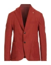 Outfit Out/fit Man Blazer Rust Size 46 Polyester, Elastane In Red