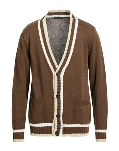 Outfit Out/fit Man Cardigan Brown Size Xxl Cotton, Acrylic